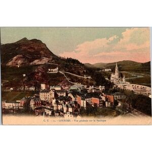Vintage Lourdes France Postcard General‎ View of the Basilica Scenic